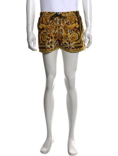 Pre-owned Versace Graphic Print Swim Trunks In Gold