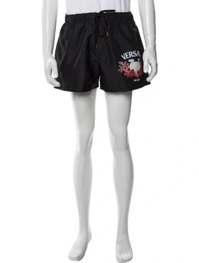 Pre-owned Versace Graphic Print Swim Trunks W/ Tags In Black