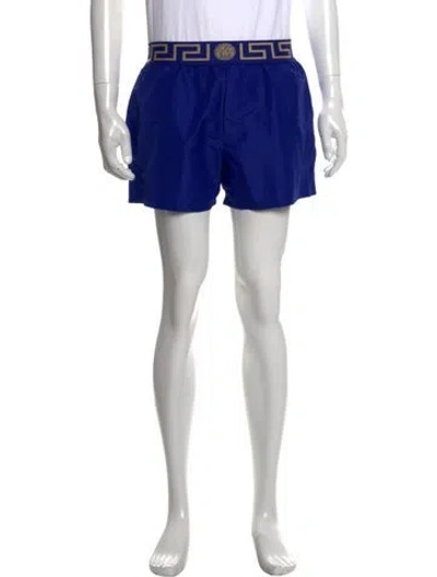 Pre-owned Versace Graphic Print Swim Trunks W/ Tags In Blue
