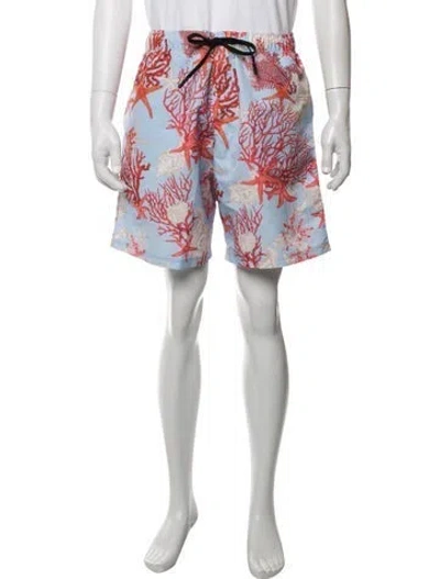 Pre-owned Versace Graphic Print Swim Trunks W/ Tags In Blue