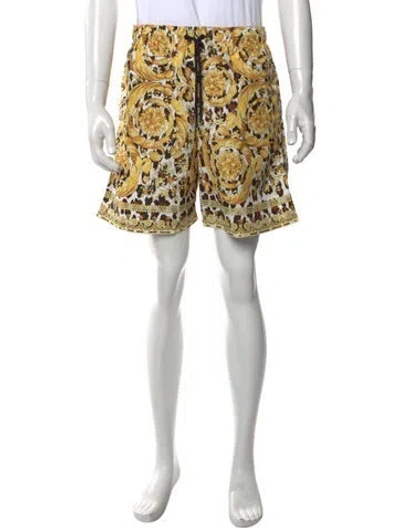 Pre-owned Versace Graphic Print Swim Trunks W/ Tags In Yellow