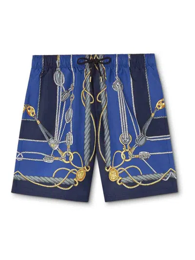 Versace Nautical-print Swim Shorts In Blue