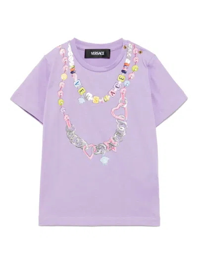 Versace Babies' Graphic-print T-shirt In 紫色