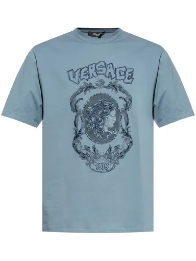 Versace Graphic-print T-shirt In 蓝色