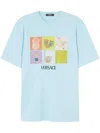Versace Crew Neck Graphic Print Short Sleeves In Blue