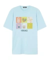 Versace Crew Neck Graphic Print Short Sleeves In Blue