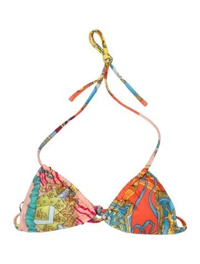 Pre-owned Versace Graphic Print Top W/ Tags In Orange