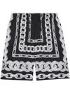 Versace Men Medusa Chains Silk Shorts In Black