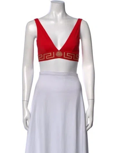Pre-owned Versace Graphic Print V-neck Sports Bra W/ Tags In Pink