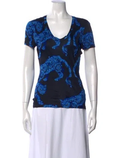 Pre-owned Versace Graphic Print V-neck T-shirt In Multi