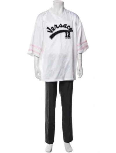 Pre-owned Versace Graphic Print V-neck T-shirt In Multi