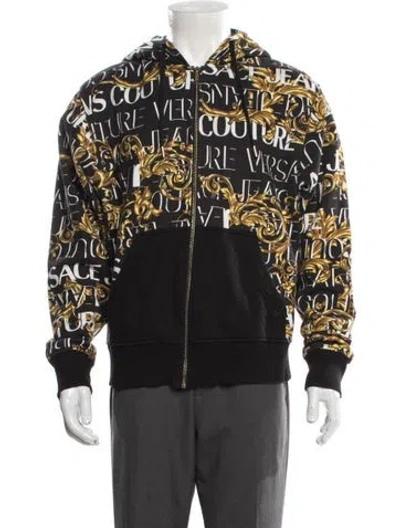 Pre-owned Versace Graphic Print Windbreaker In Black