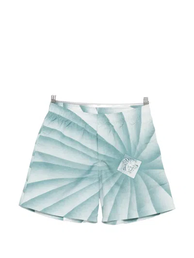 Versace Graphic-print Swim Shorts In Blue