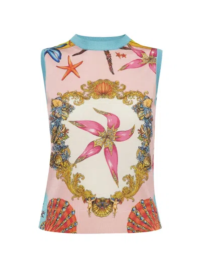 Pre-owned Versace Graphic-print Tank Top In Pink