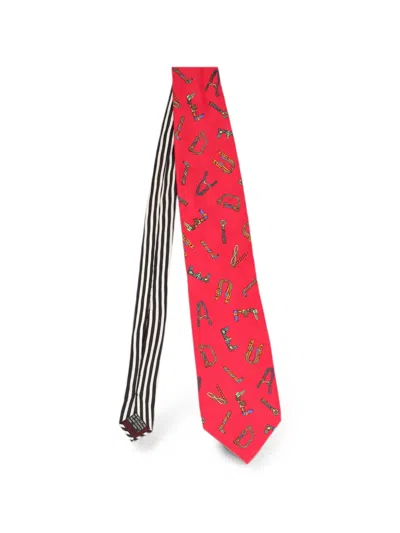 Pre-owned Versace Graphic-print Tie In Red