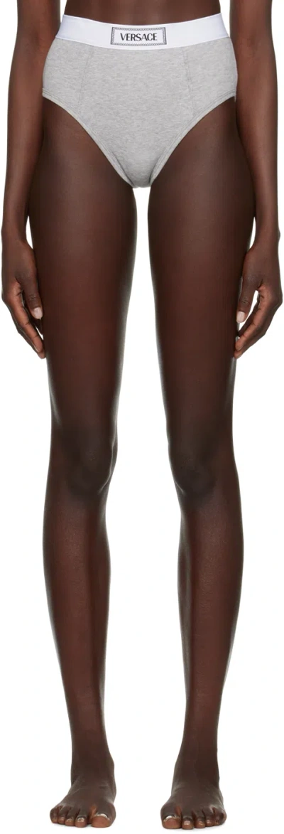 Versace Gray '90s Vintage Briefs In 1e130-grey Melanges