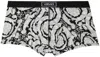 Versace Gray & Black Printed Graphic Pattern Boxers In 5bc50-black+bone