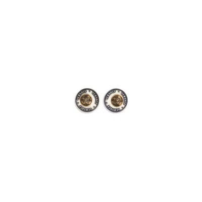 Versace Gray Brass Earrings In Multi