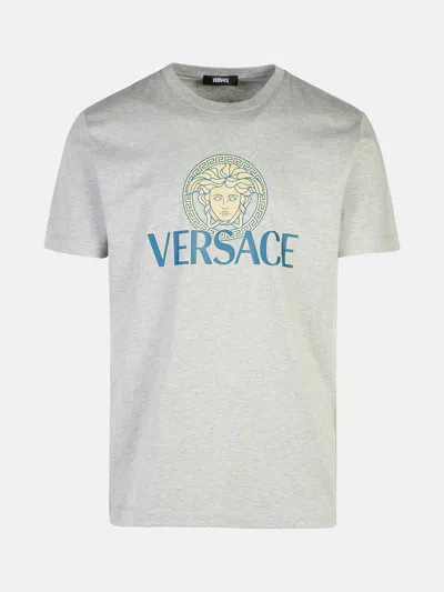 Versace Gray Cotton T-shirt In Grey