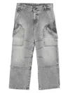 Versace Panelled Straight-leg Cargo Jeans In Denim