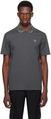 Versace Gray Greca Collar Polo In 1e880-anthracite