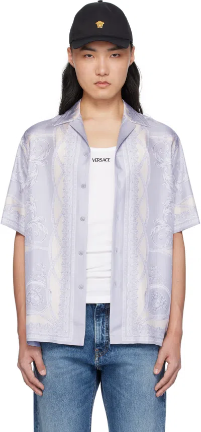 Versace Gray 'la Coupe Des Dieux' Silk Shirt In 5e450-silver+champag