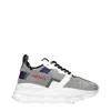 Versace Gray Leather Athletic Sneakers In Multi