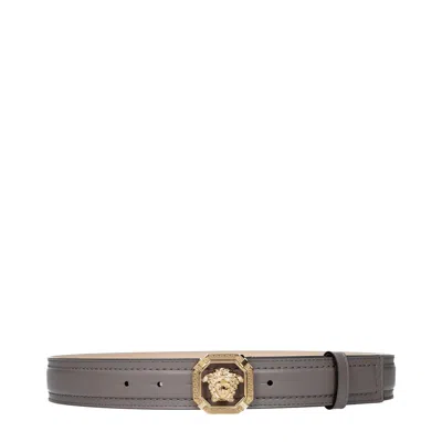 Versace Gray Leather Regular Belt