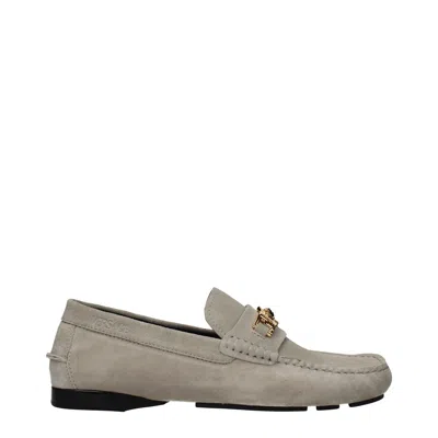 Versace Gray Leather Slip-on Loafers