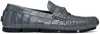Versace Medusa Croc-effect Leather Loafers In 1ea3e-met- Rutenium