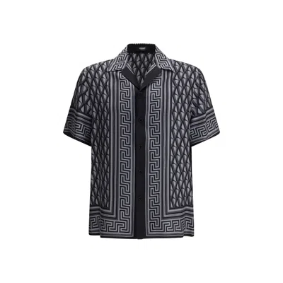 VERSACE GRAY SILK PATTERN SHIRT