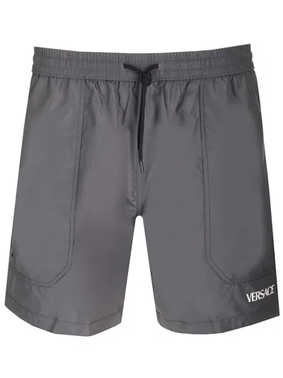 Versace Gray Swimsuit In Black