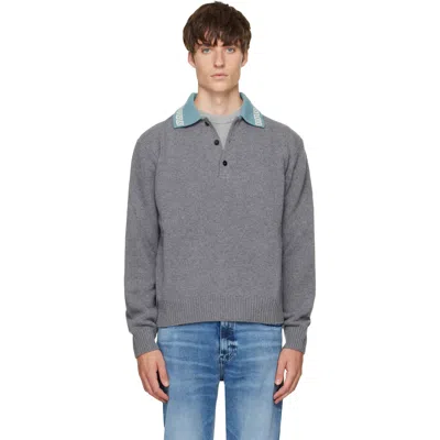 Versace Gray Wool & Cashmere Knit Polo In 1e880-anthracite