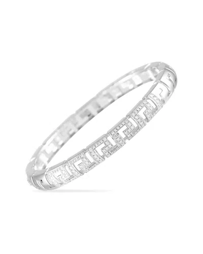 Versace Greca 18k White Gold 1.20ct Diamond Bangle Bracelet Ve12-091324