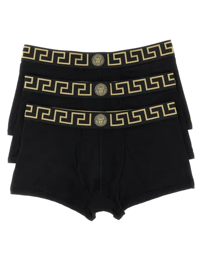 Versace Greca 3-pack Boxer Set In Black