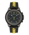 Versace Greca Action Chrono Silicone Watch In Black