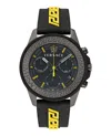 Versace Greca Action Chrono Silicone Watch In Black