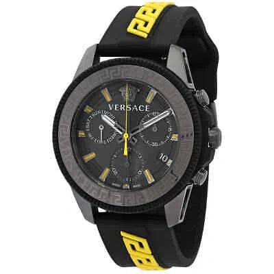 Pre-owned Versace Greca Action Chronograph Quartz Black Dial Men's Watch Ve3j00322