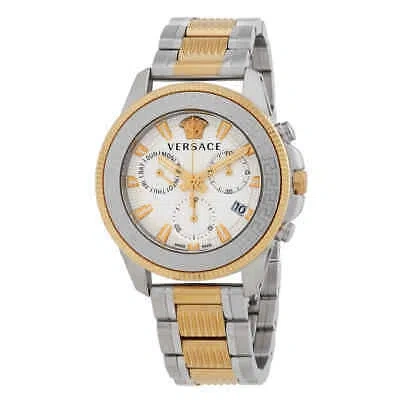 Pre-owned Versace Greca Action Chronograph Quartz Silver Dial Men's Watch Ve3j00522