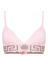 Versace Greca Border Triangle Bralette In Pink & Purple