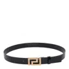 Versace Greca Buckle Leather Belt In Black