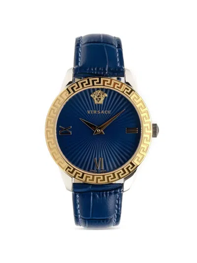 Versace Greca Bezel 38mm Watch In Blue