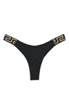 Versace Black Bikini Bottoms With Greca Motif Detail And High Cut In Tech Fabric Stretch Woman In Black