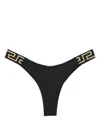 Versace High Cut Stretch-design Bikini Bottom With Elastic Waistband In Black