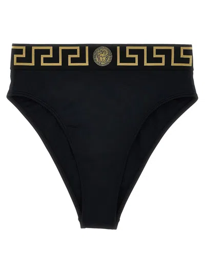 Versace 'greca' Bikini Bottoms In Black