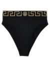 Versace Stretch Cotton Briefs With Logoed Elastic Band In Black