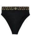 Versace Stretch Cotton Briefs With Logoed Elastic Band In Black