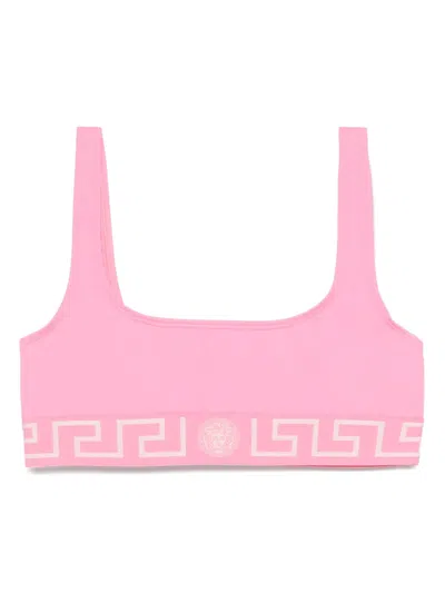 Versace Greca Bikini Top In Pink