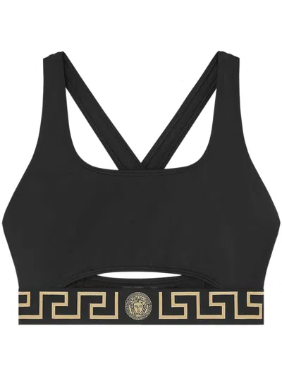 Versace Greca Bikini Top In Black