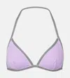 Versace Greca Bikini Top In Blue
